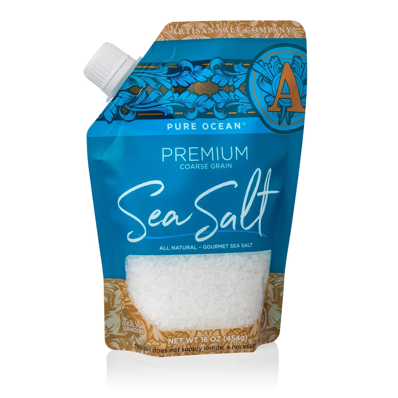 Pure Ocean Sea Salt 16oz. Pouch- Coarse Grain Pure Ocean Sea Salt 16oz. Pouch- Coarse Grain