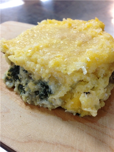 Baked Polenta with Gorgonzola, Mushrooms, and Spinach