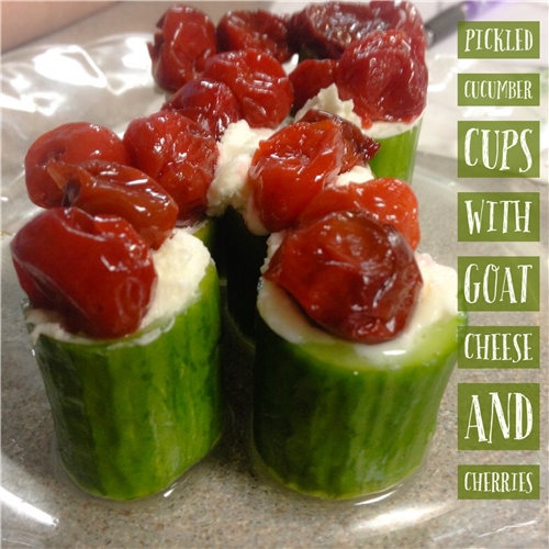 Pickled Cucumber Cups with Goat Cheese and Pickled Fruit