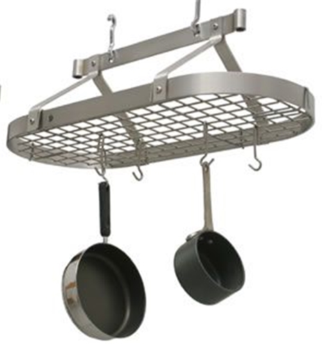 Enclume Premier Oval 3&#39; Ceiling Rack with Grid - Stainless Steel