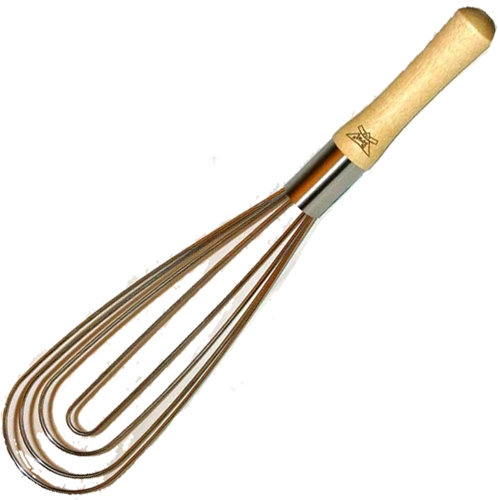 Flat Whisk 12-inch with Wood Handle