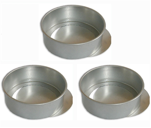 3 Round Cake Pans with Removable Bottoms 9 x 2