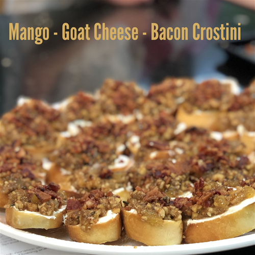 Mango-Goat Cheese-Bacon Crostini