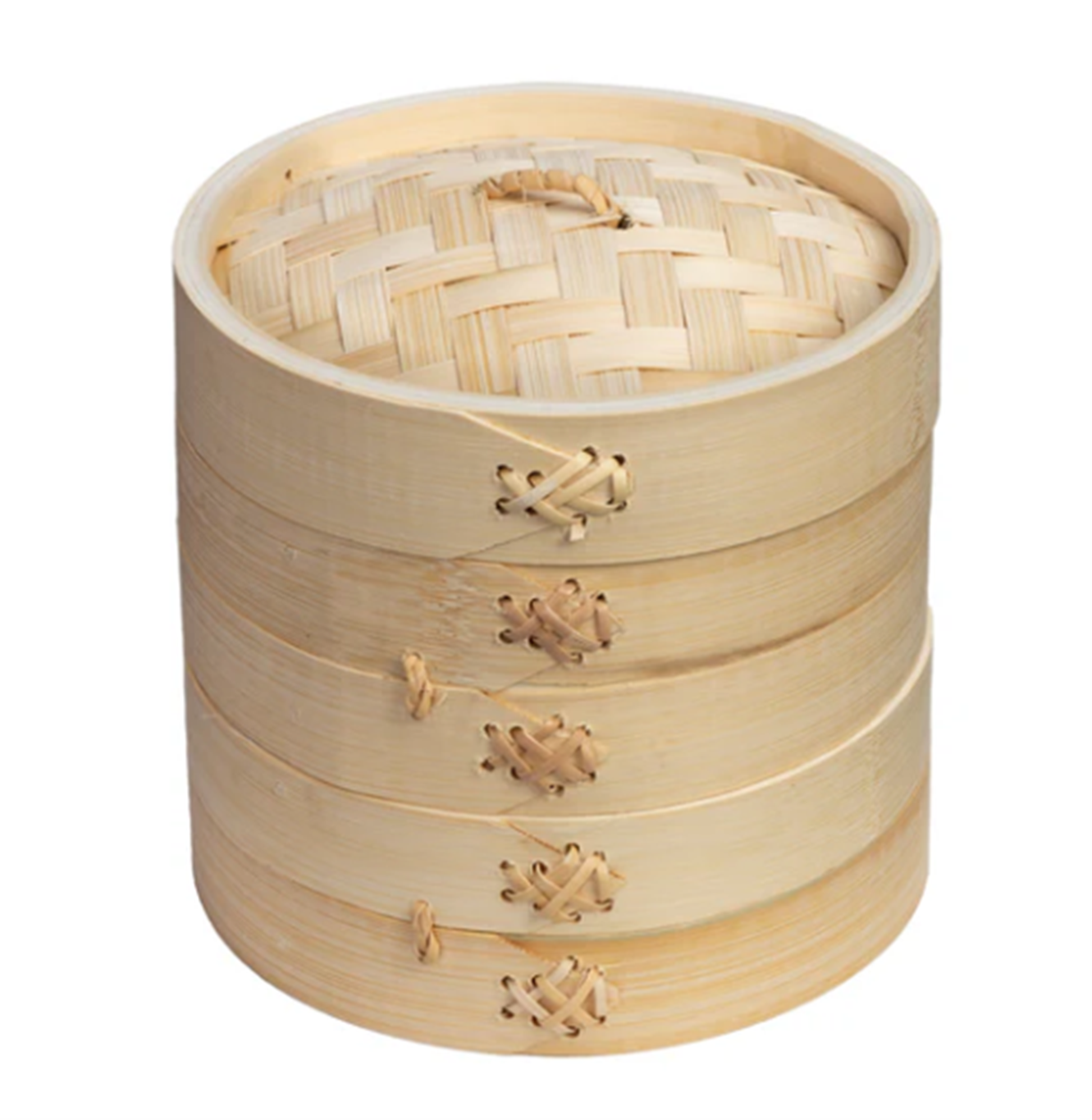 6 Inch Bamboo Steamer- 3 Piece Set
